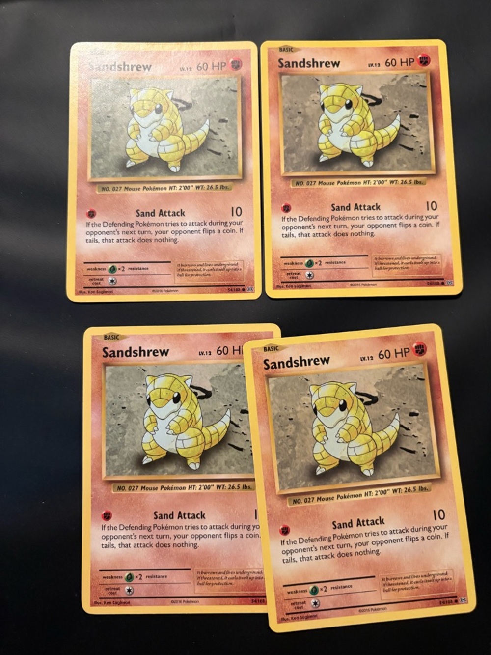 4 Sandshrew Pokemon Cards